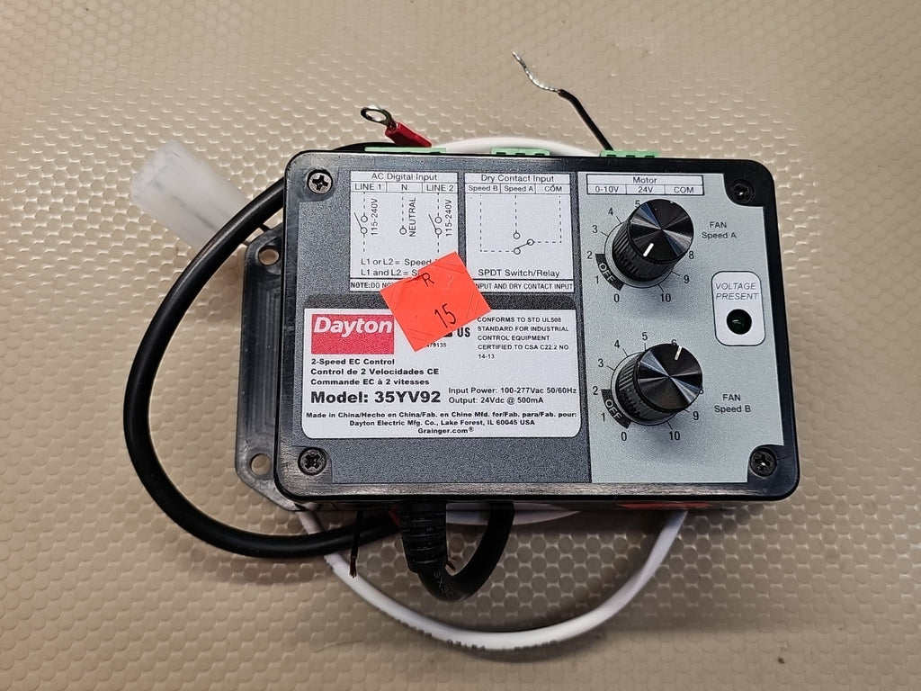 Dayton 35Yv92 Speed Control, 2-Speed, 115/230V, 0.5/0.25A