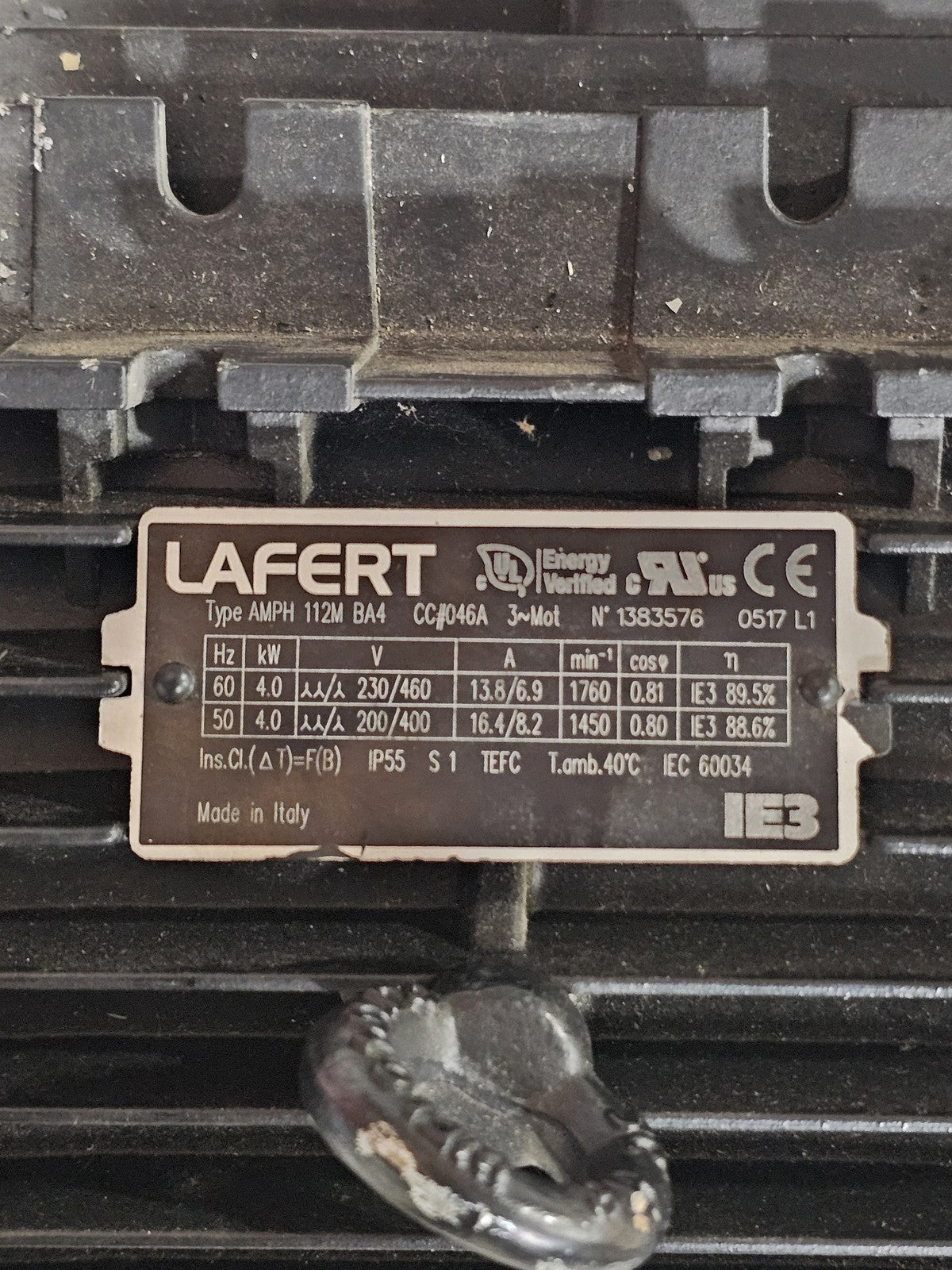 Lafert AMPH 112M BA4 3-Phase Electric Motor 4kW 5.5HP 1760RPM 230/460V 112M NEW
