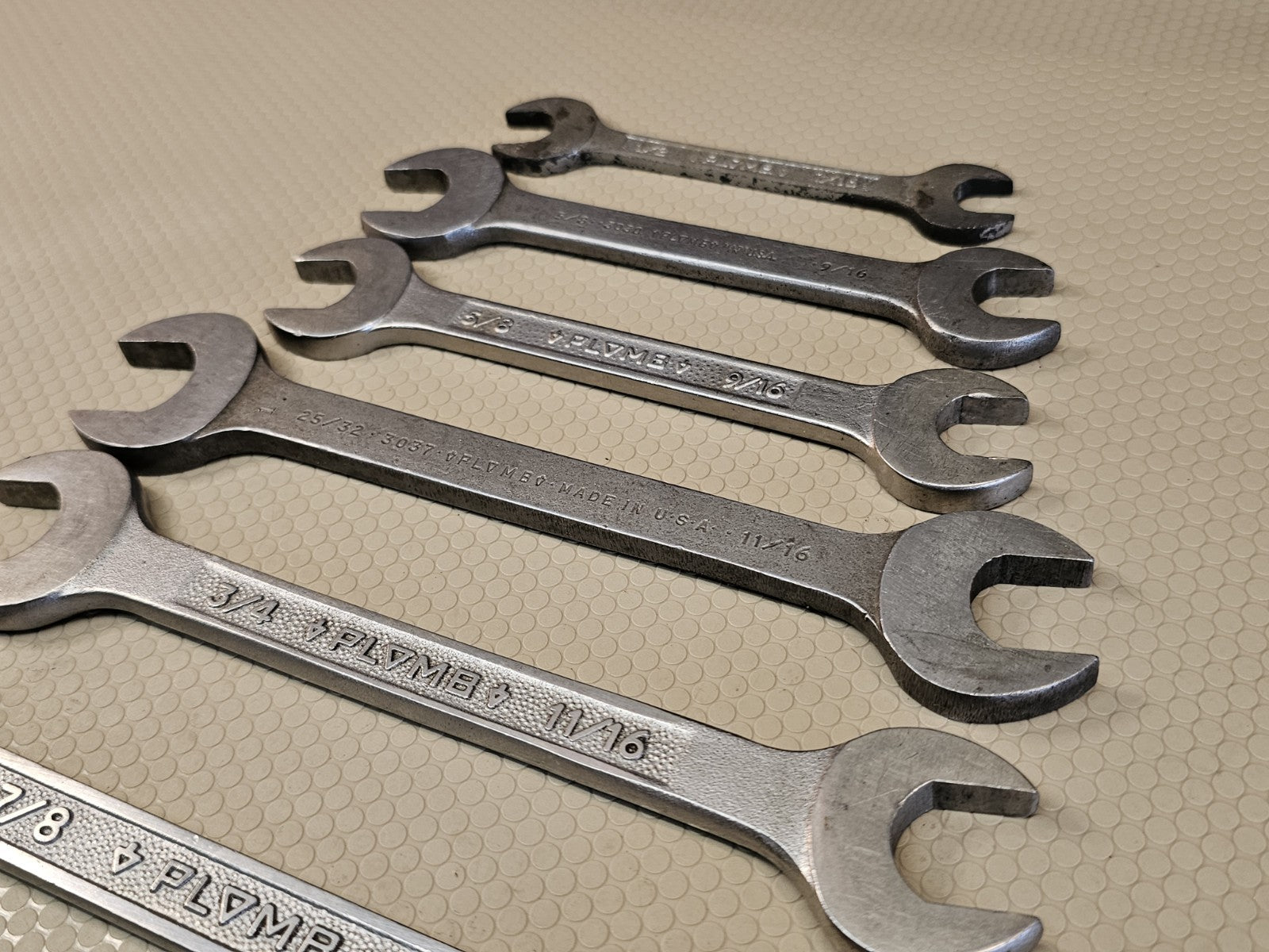 Vintage Plumb Plomb Plvmb Open End Wrench 8pc Set SAE Large 1-1/16" to 7/16