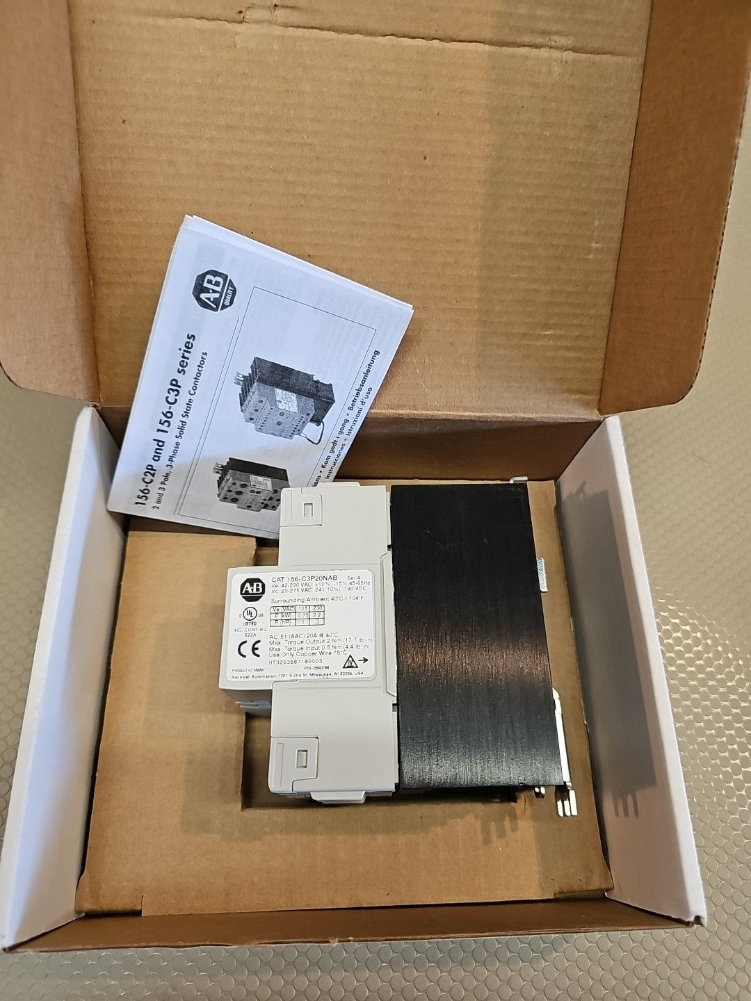 Allen Bradley 156-C3P20NAB Ser A Phase SSC 20A 240Vac 5-32VDC Control Ser A