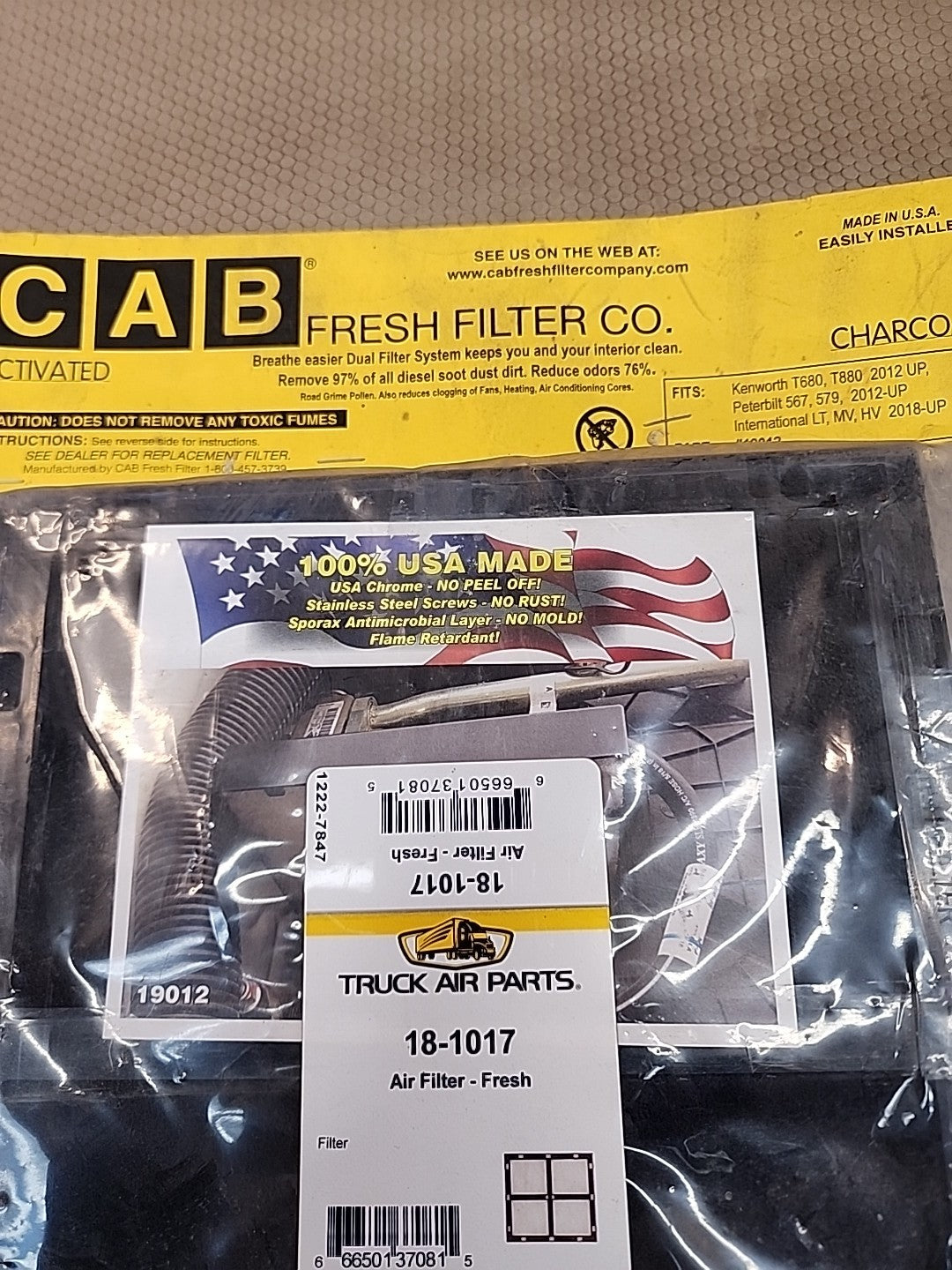 Cab Fresh Filter Co 19012 Cabin Air Filter Replaces Kenworth # X1987001