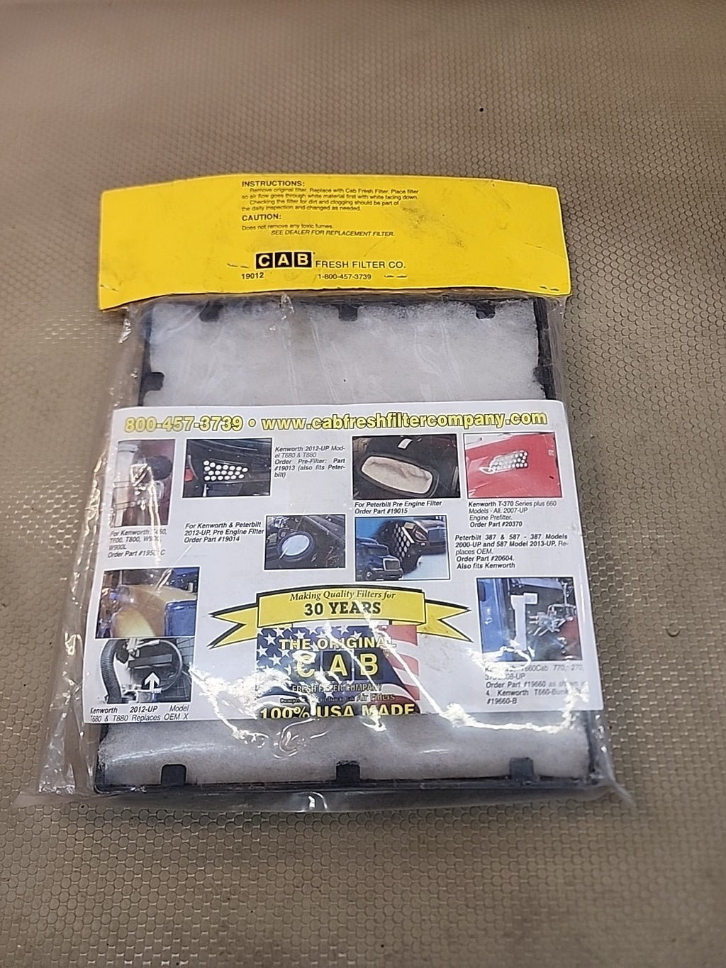 Cab Fresh Filter Co 19012 Cabin Air Filter Replaces Kenworth # X1987001