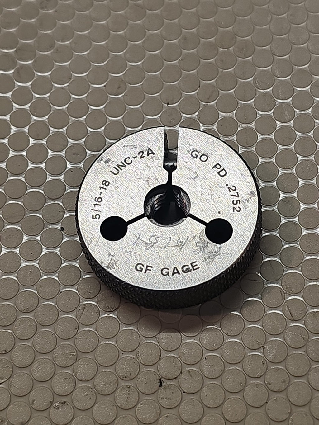 5/16-18 UNC-2A THREAD RING GAGE GO PD .2752 GF Gage