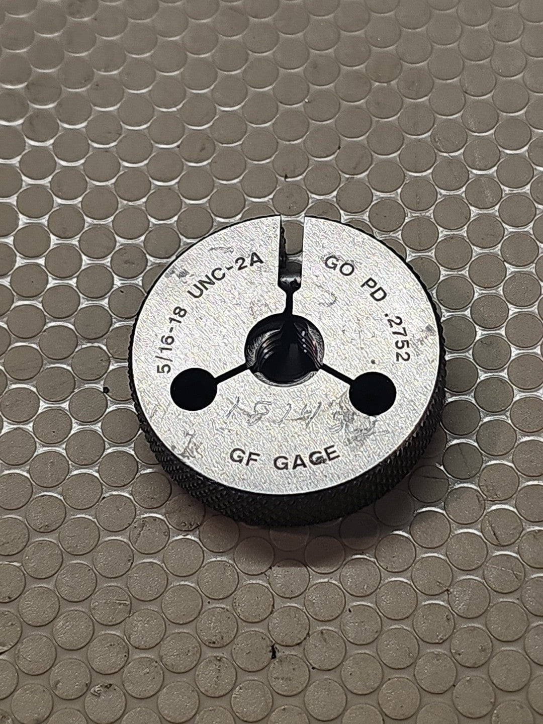 5/16-18 UNC-2A THREAD RING GAGE GO PD .2752 GF Gage