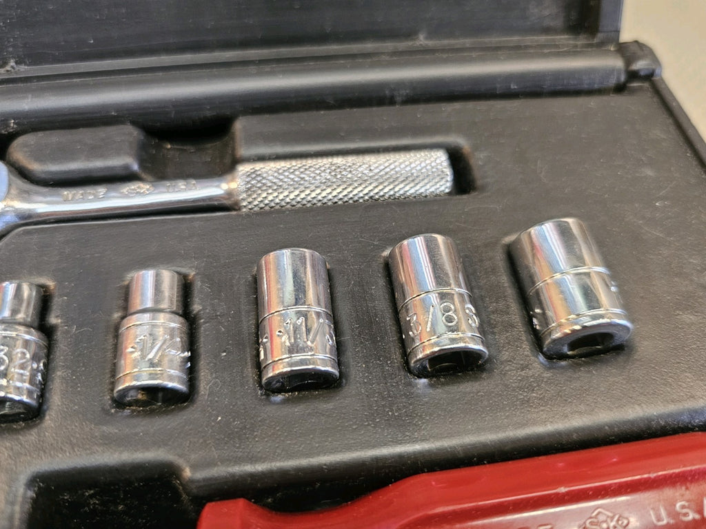 SK Tools SAE 9 Piece 1/4 Inch Drive Socket Set Ratchet General Service Standard