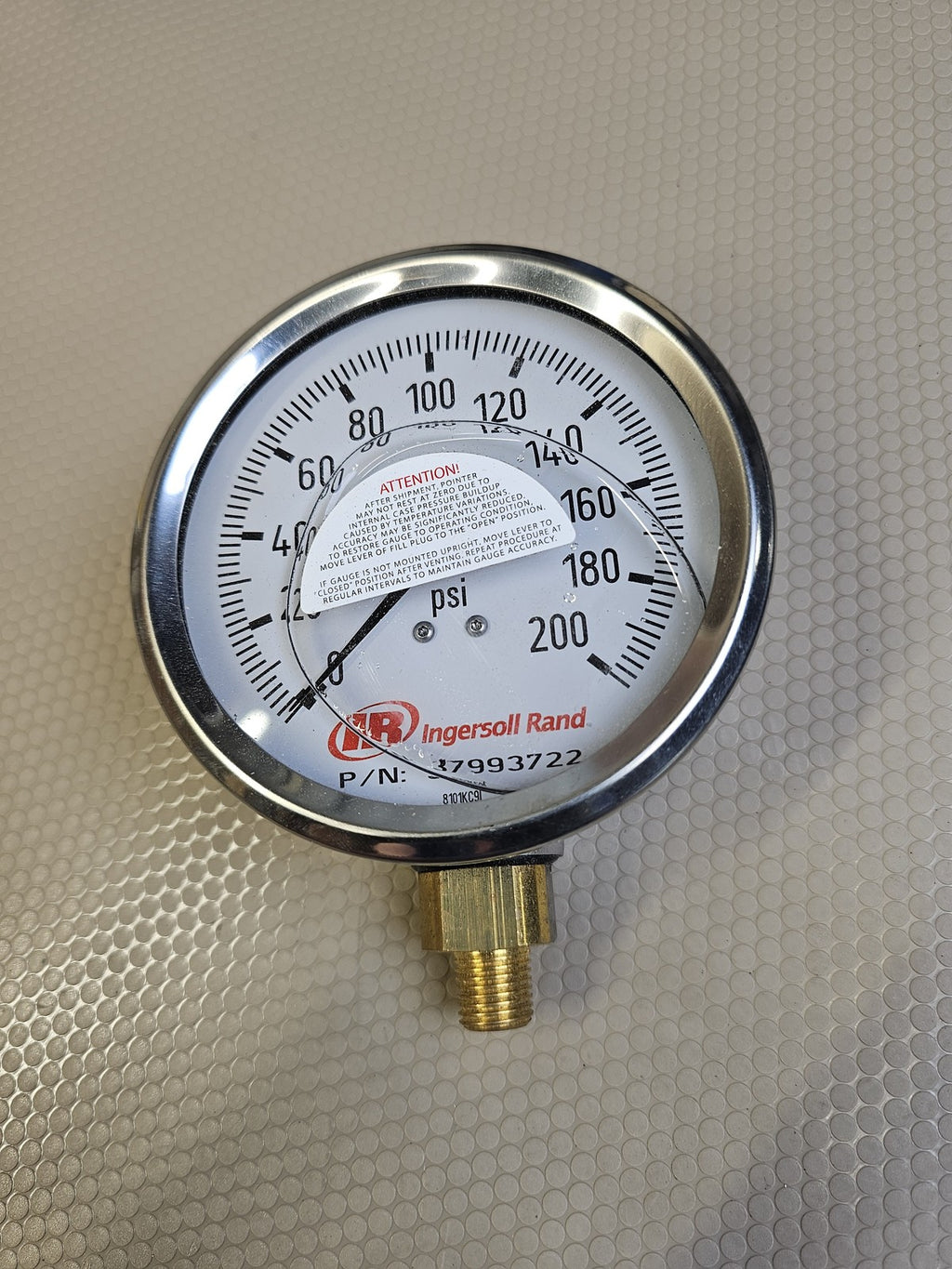 Ingersoll Rand 37993722 Pressure Gauge 0-200 PSI Liquid Filled Bottom Mount