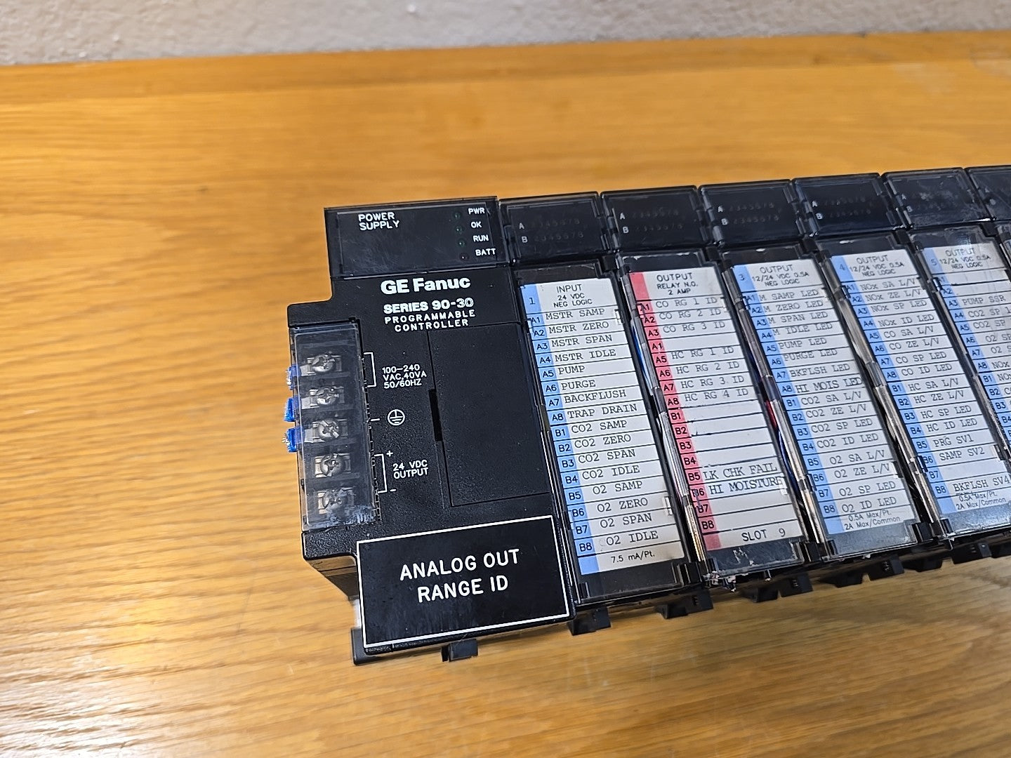 GE FANUC SERIES 90-30 PLC WITH POWER SUPPLY, I/O MODS, AND INPUT ANALOG