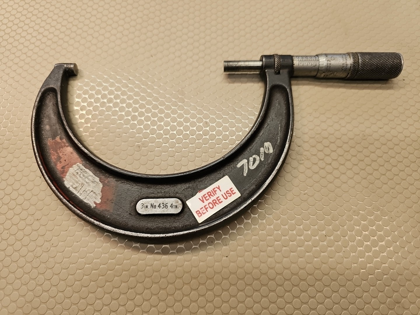 L. S. Starrett No. 436 3-4” Outside Micrometer w/Ratchet Stop, Locking & Wrench 
