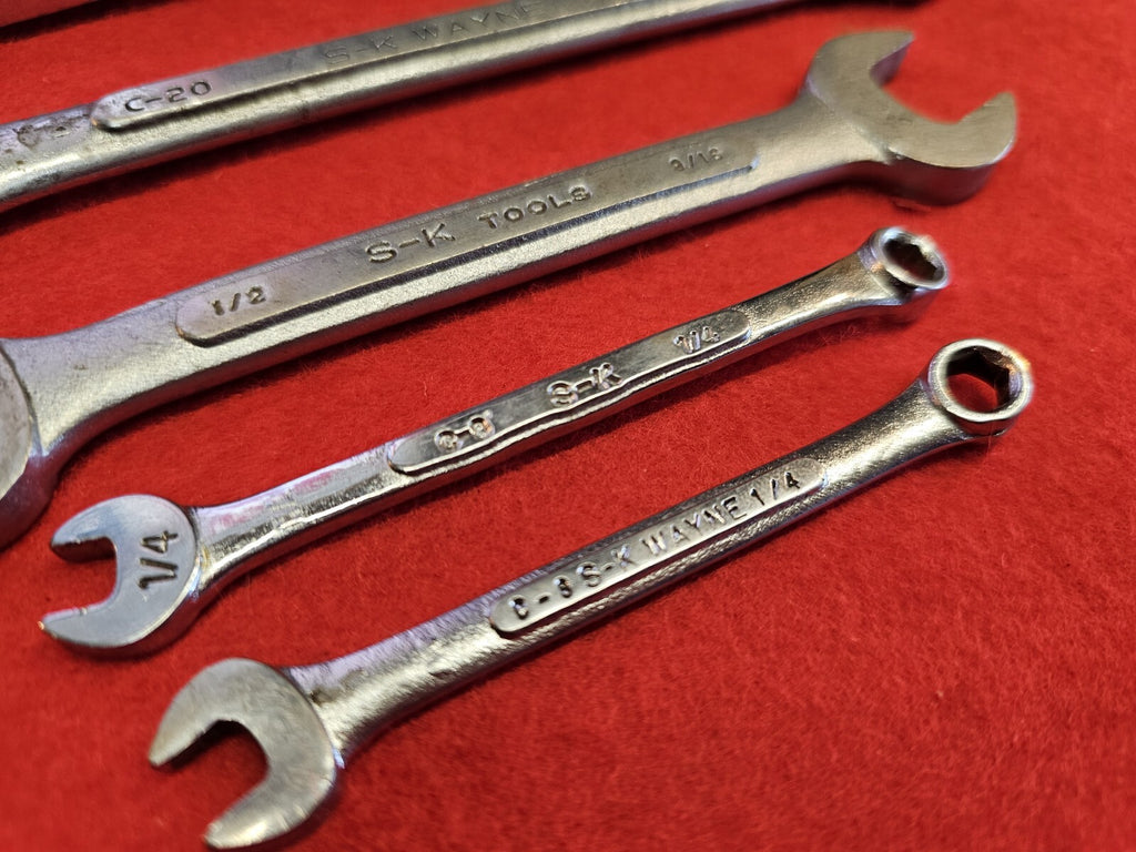 SK Wayne Tools Wrench Set Forged in USA Open End SAE Large Sizes 7/8 13/16 3/4 7