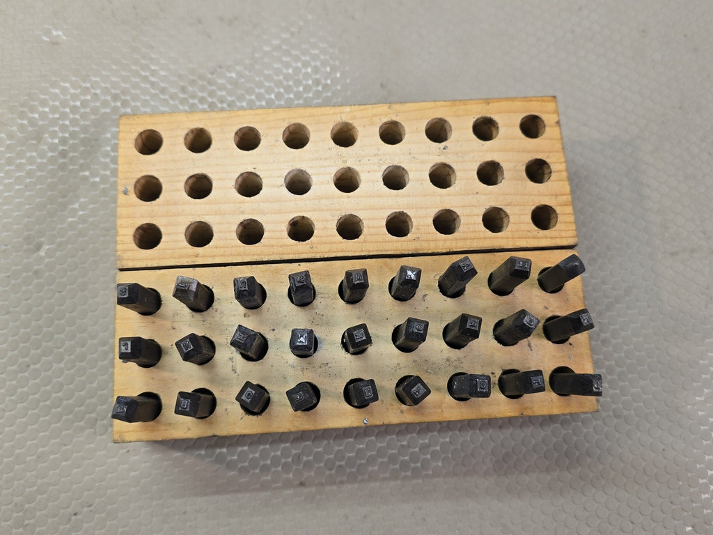 Letter Stamp Punch Set 27 Piece A-Z Alphabet Steel with Wood Block