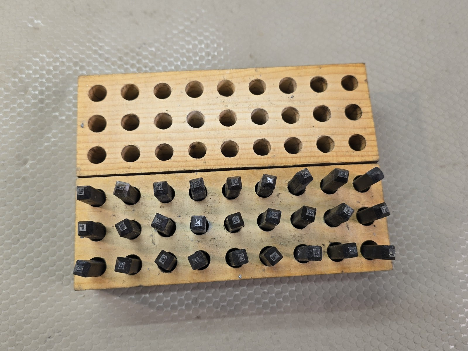 Letter Stamp Punch Set 27 Piece A-Z Alphabet Steel with Wood Block