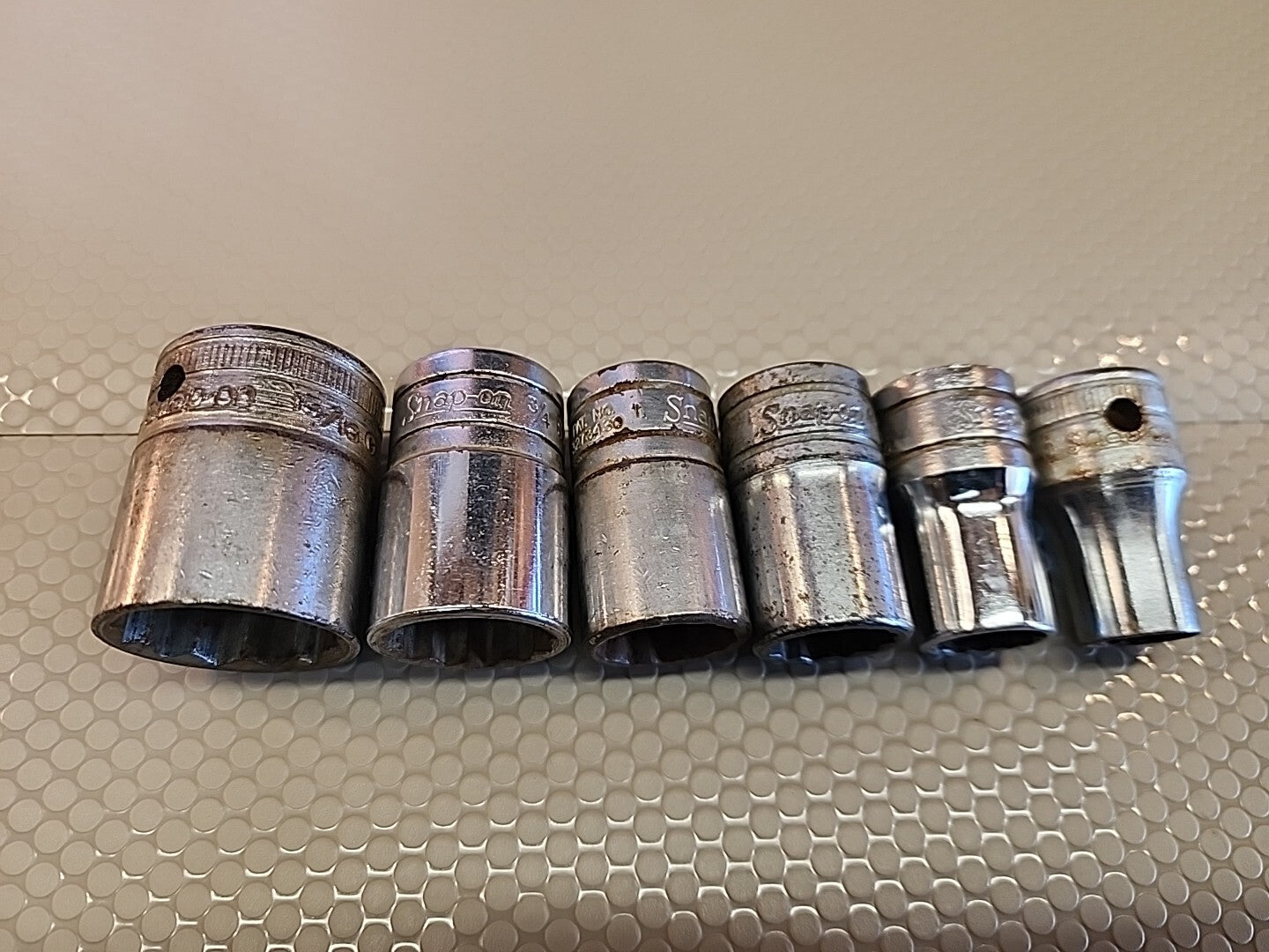 Vintage Snap On Socket Set 6pc 1/2" Dr 12Pt SAE Shallow 