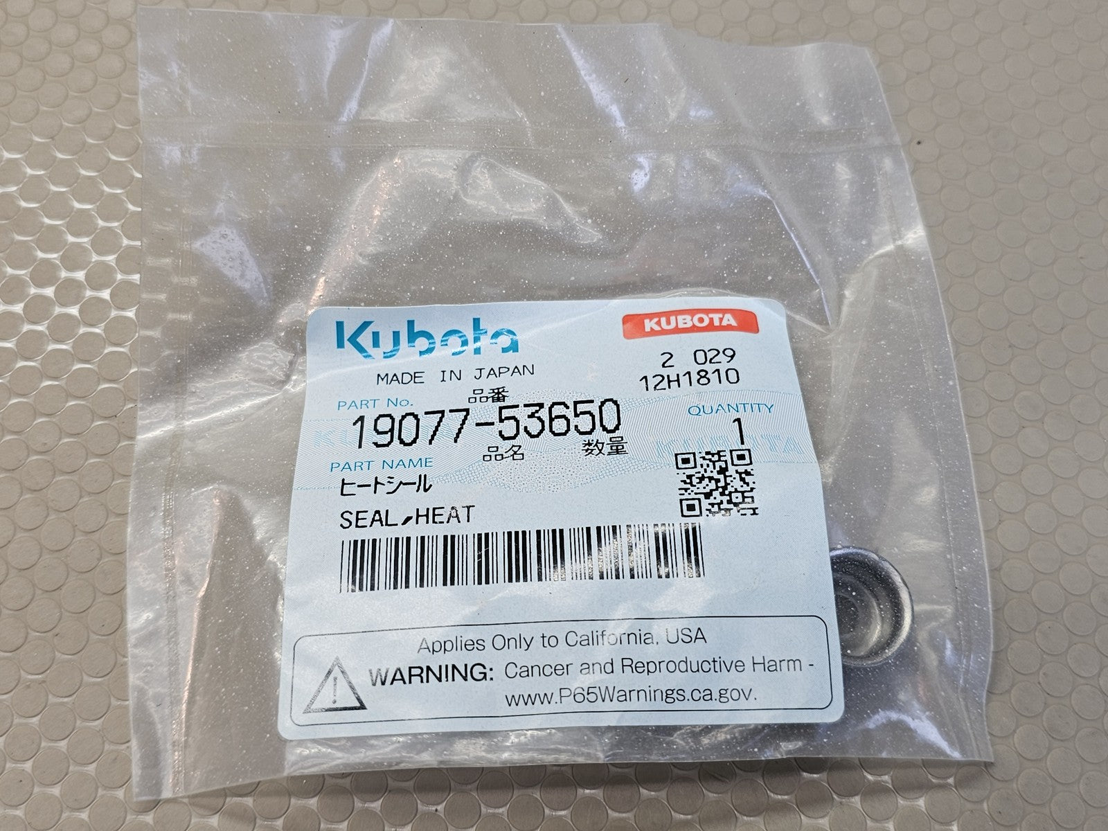 Kubota 19077-53650 Injector Heat Seal Genuine OEM Made in Japan