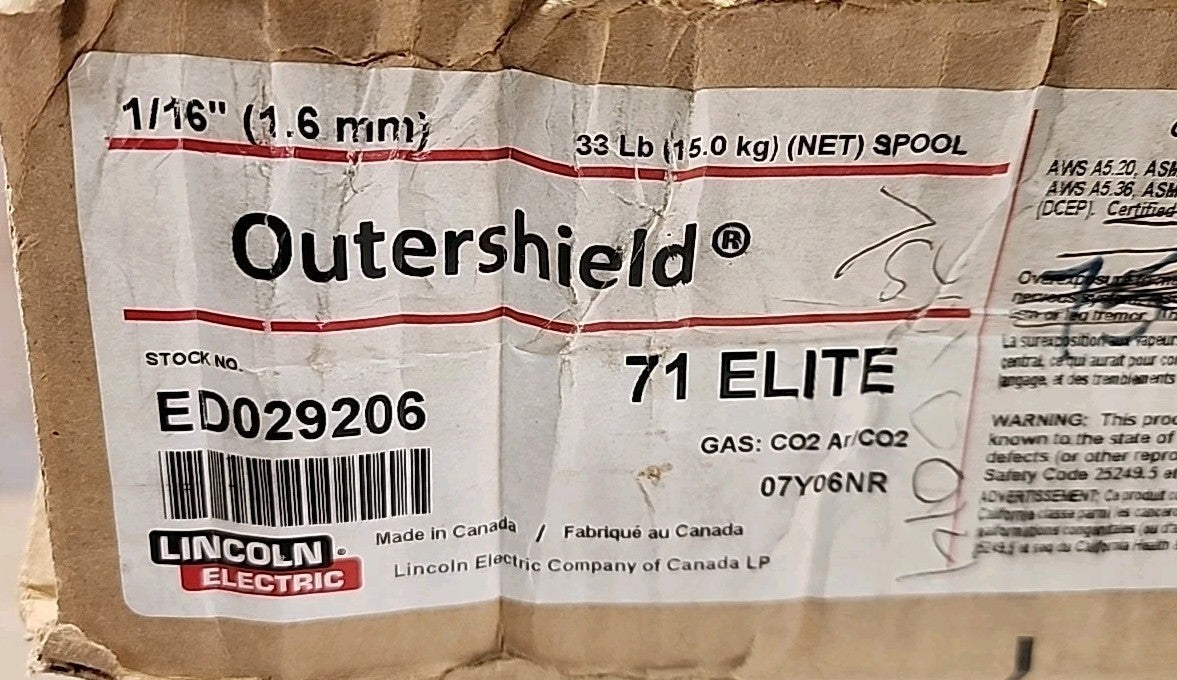 Lincoln Electric Outershield 71 Elite Flux-Cored Wire, 1/16", 33lb ED029206  