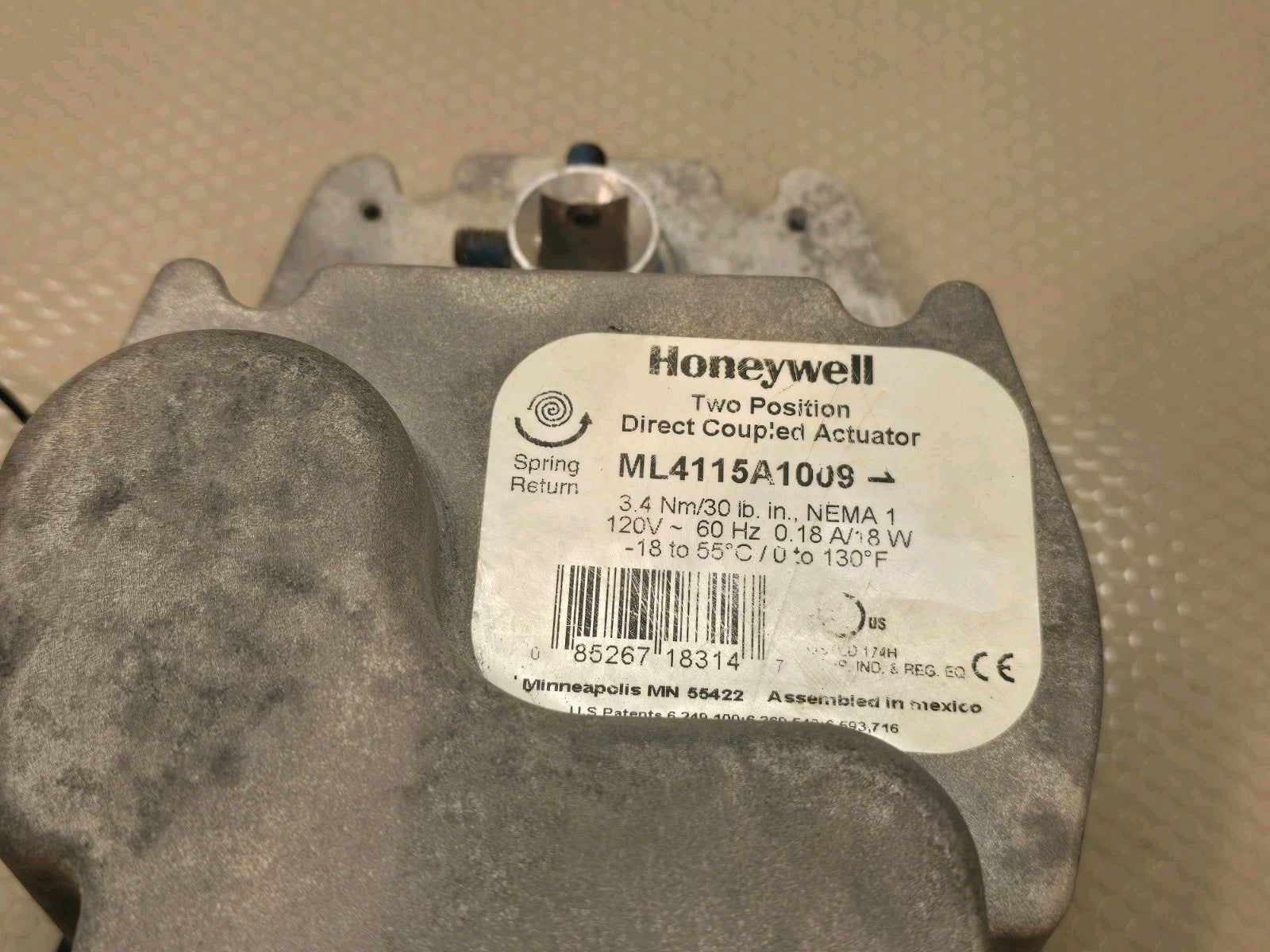 Honeywell ML4115A1009 Two Position Direct Coupled Fire Smoke Damper Actuator