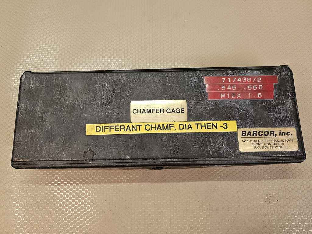 BARCOR 717438/2 Chamfer Gage .545-.550 M12X 1.5 .001" Precision Dial Indicator