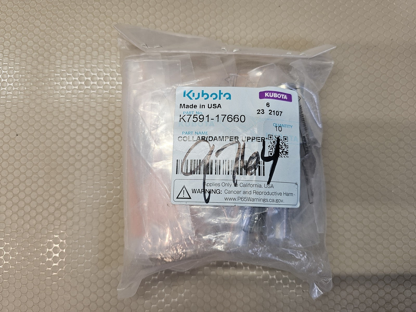 Kubota K7591-17660 Upper Damper Collar RTV-X (Bag of 10)