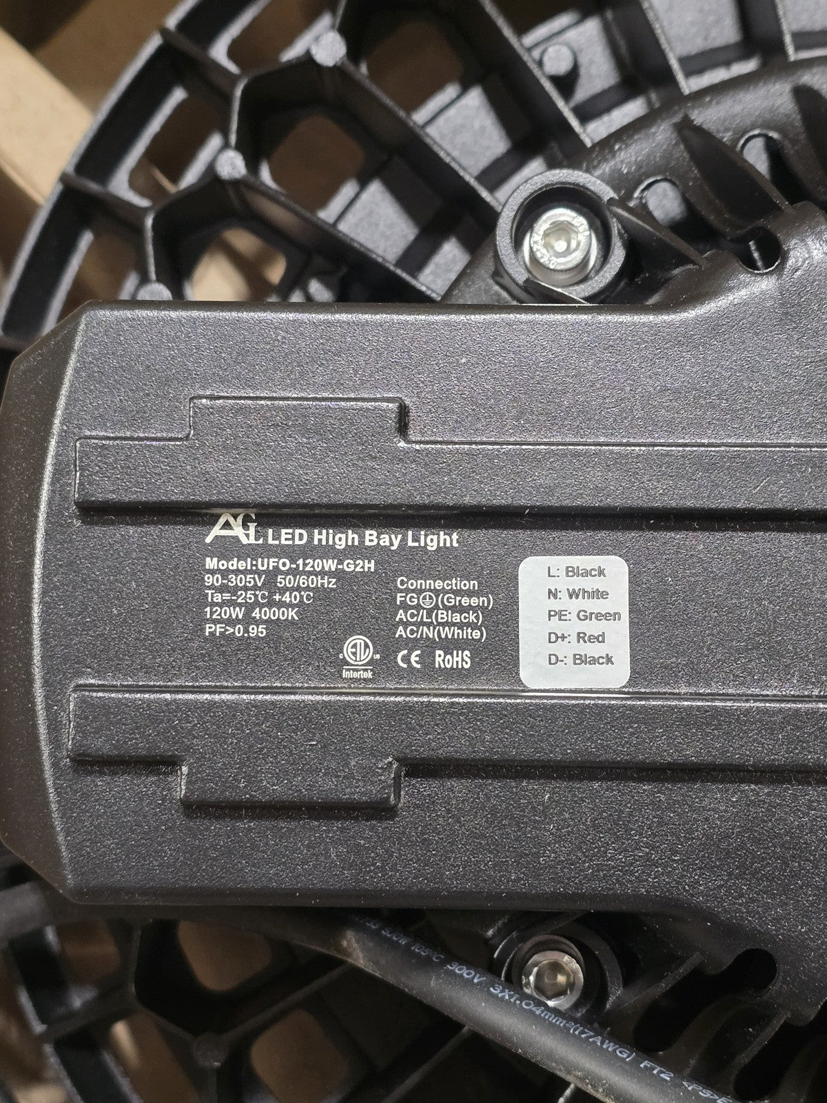 AL UFO-120W-G2H LED High Bay Light 120W 4000K Warehouse Shop Garage Fixture