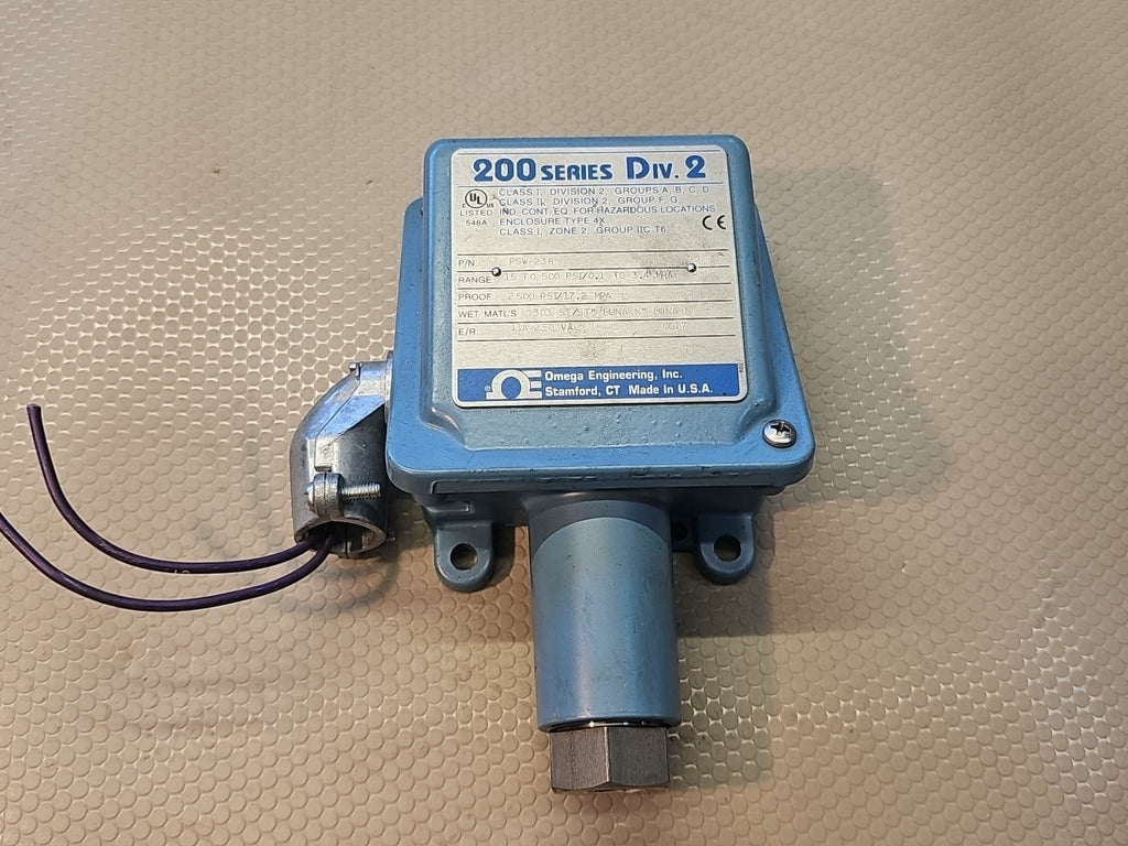 Omega PSW-238 Industrial Pressure Switch 15-500 PSI 250 VAC 11 A 