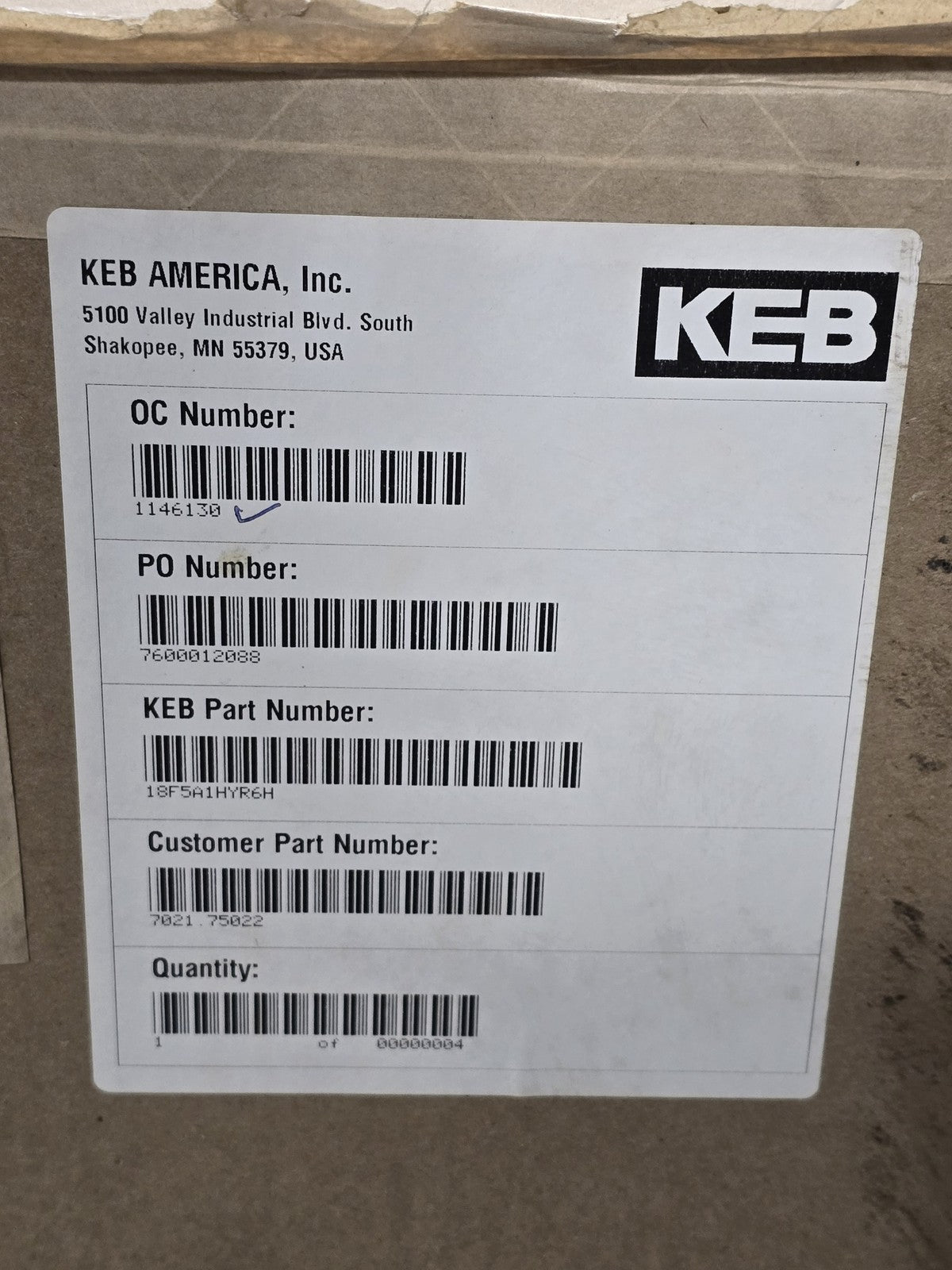 NEW KEB 18F5A1H-YR6H F5 VFD AC Motor Drive Inverter 30HP 480V 3-Phase New