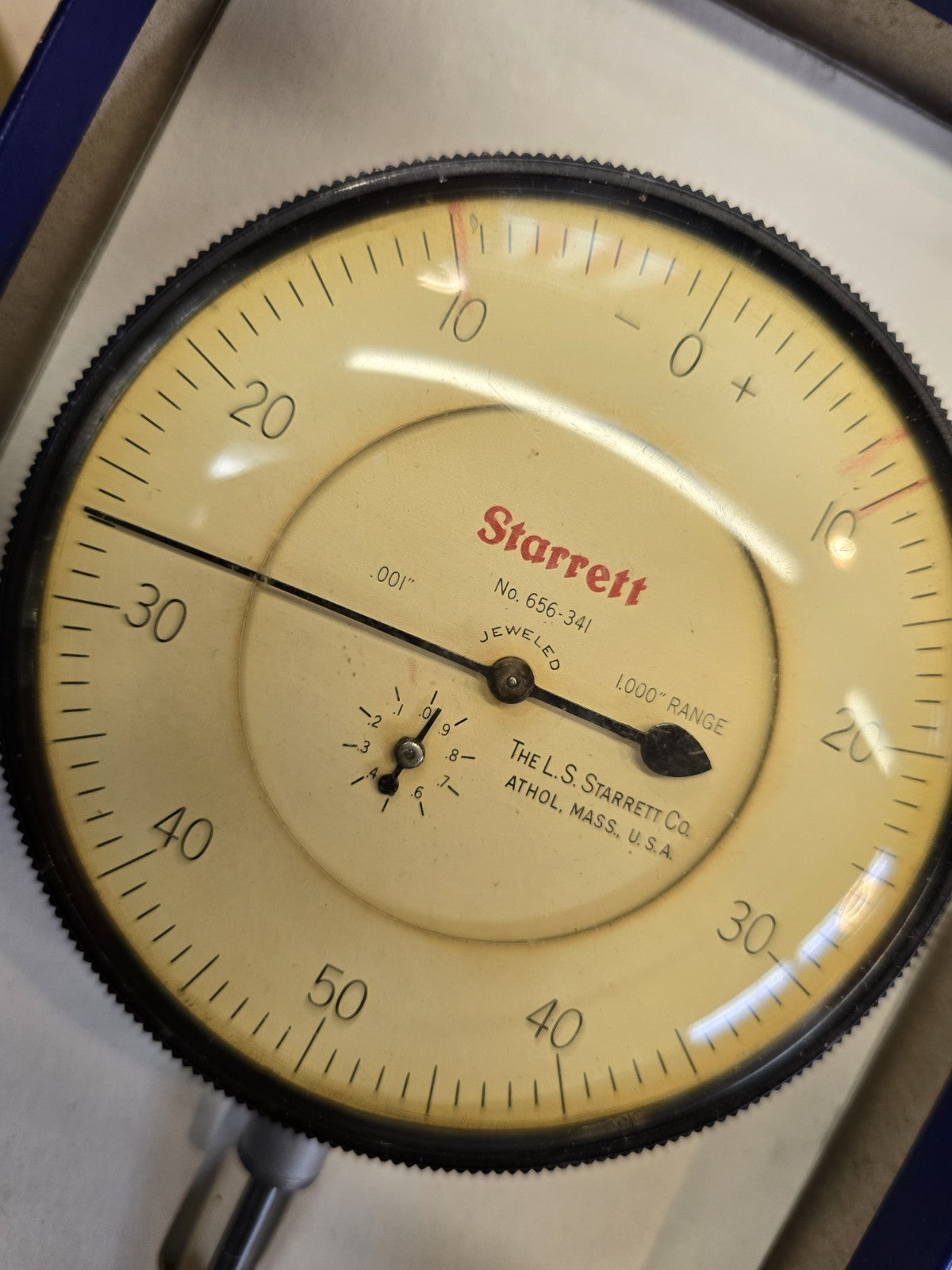 STARRETT #656-341 .001"- 1.000" 0-50-0 DIAL TEST INDICATOR 3.5" DIA. FACE
