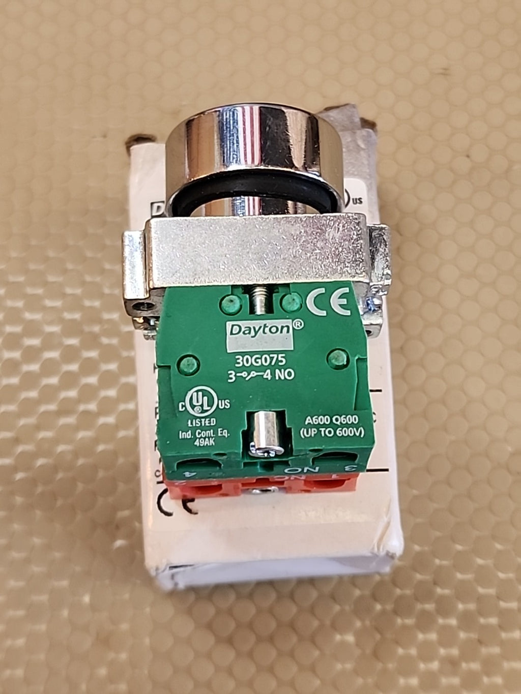 Dayton 30G237 Push Button Operator, 22 Mm, 1No/1Nc, Green