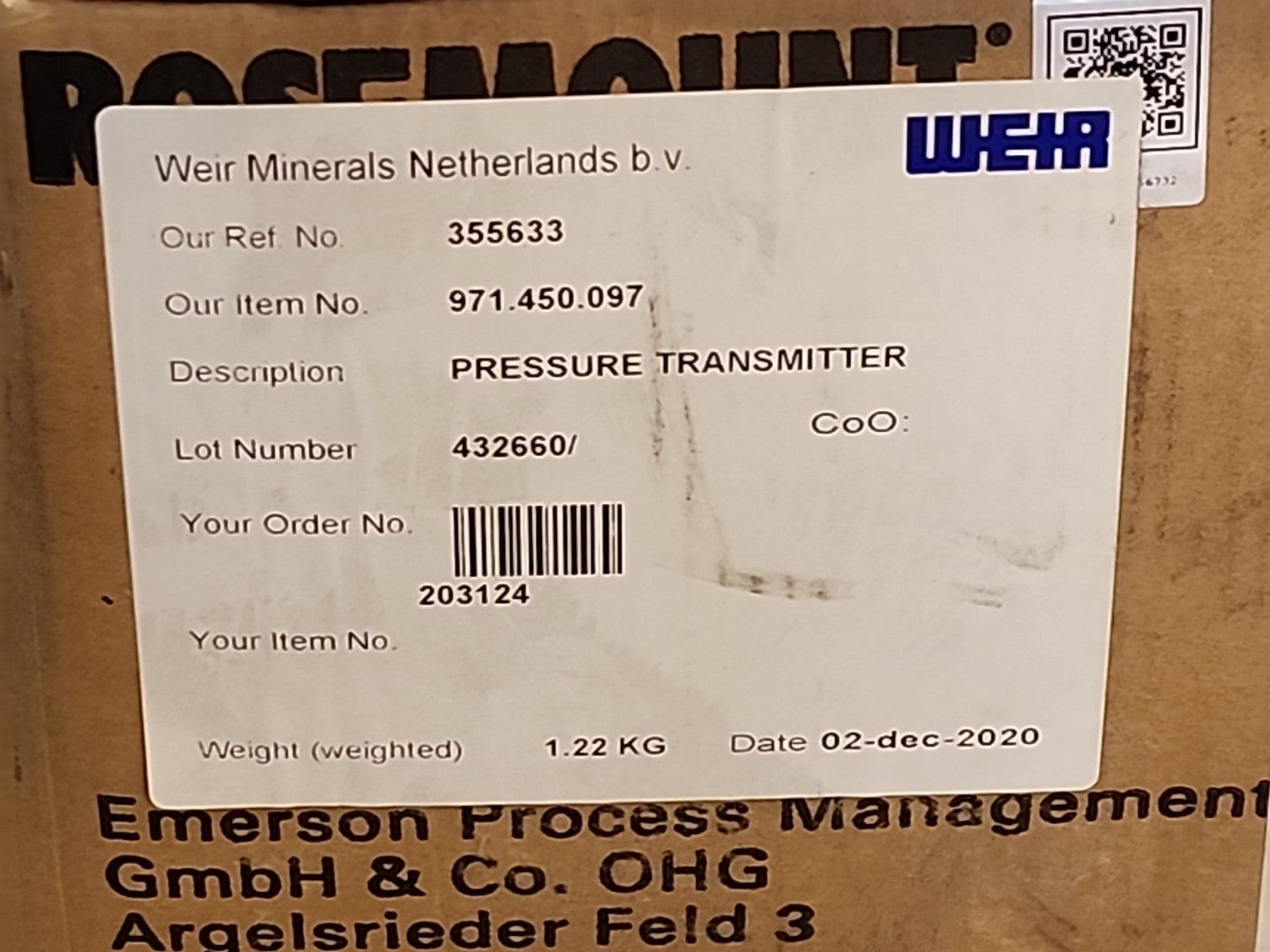 Rosemount 2088 G3S22A2 pressure transmitter NEW OEM