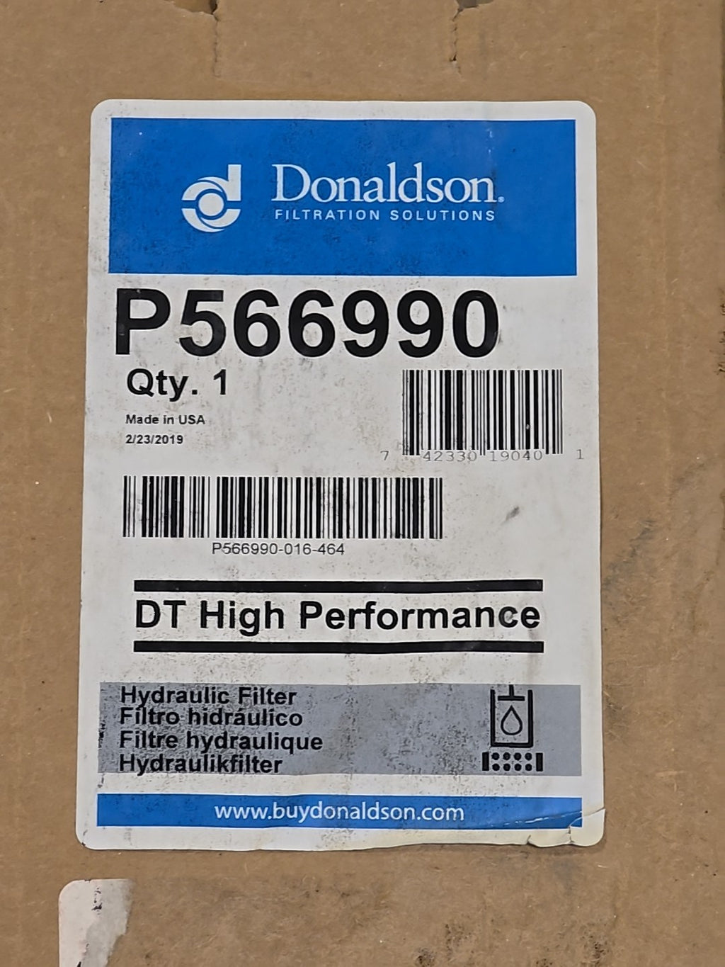 Genuine Donaldson P566990 Hydraulic Filter Cartridge Dt