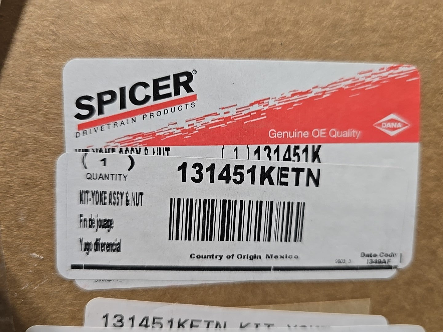 Dana Spicer 131451K Spl170 Series Differential End Yoke   Assembly Kenworth OEM