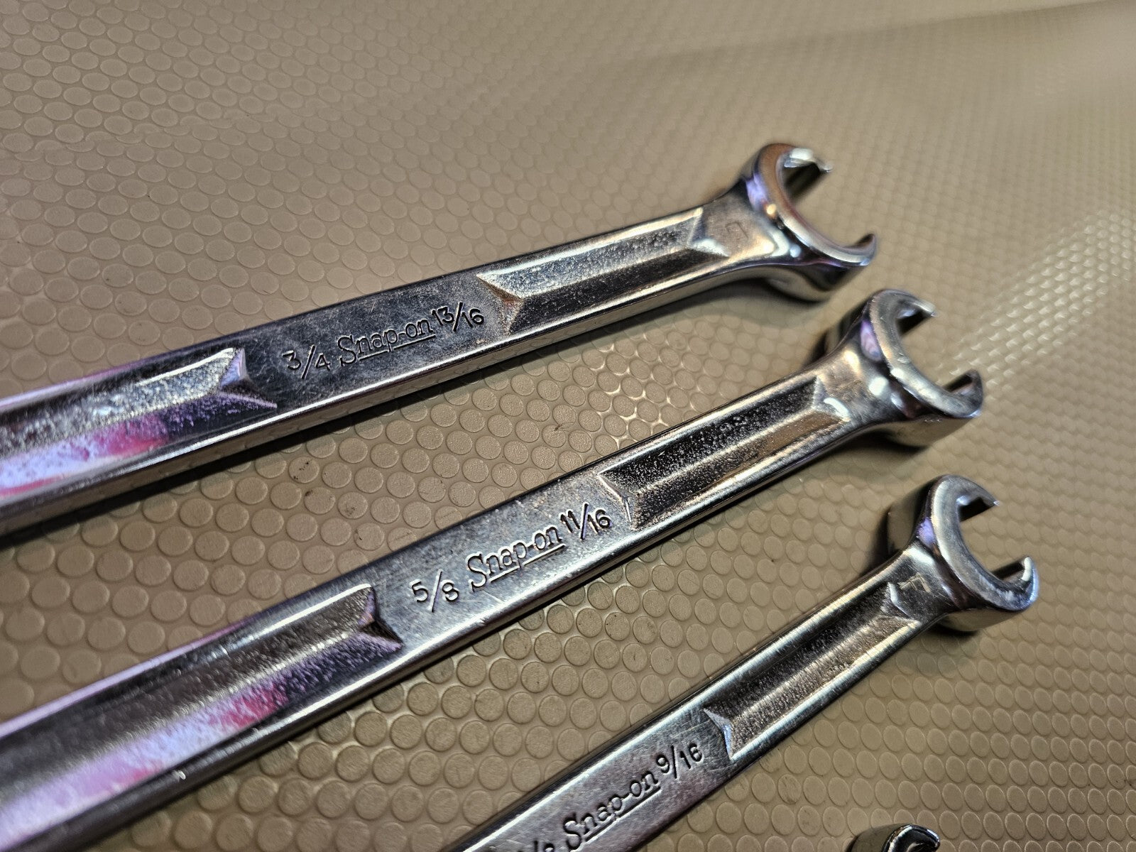 Snap On 4 Pc Double End Flare Nut Wrench Set 1/4 13/16 6Pt Line Wrench Set SAE