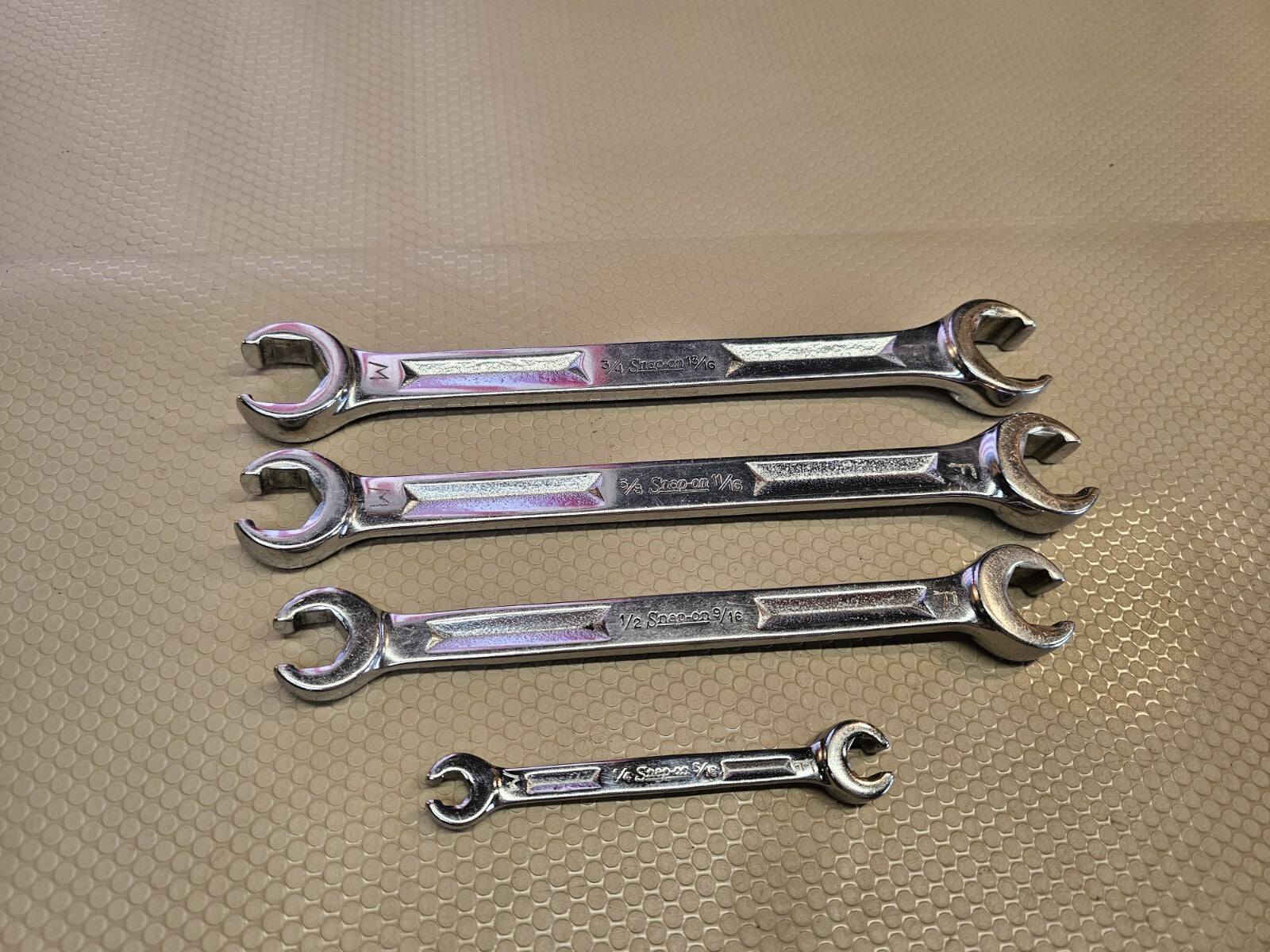 Snap On 4 Pc Double End Flare Nut Wrench Set 1/4 13/16 6Pt Line Wrench Set SAE