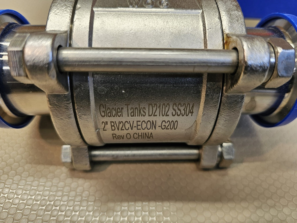 Glacier Tanks 2" BV2CV-ECON-G200 D2102 SS304 Tri-Clamp Ball Valve