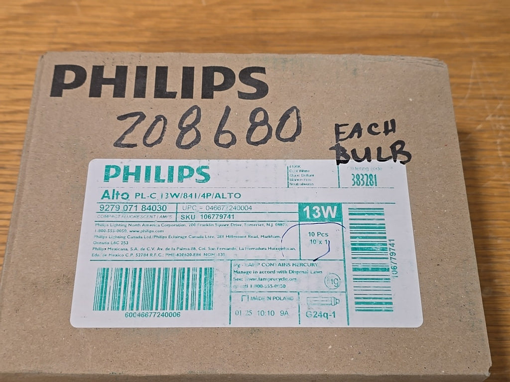 (Case of 10) Philips Lighting 38328-1 - PL-C 13W/841/4P/ALTO - 13 Watt CFL Li...