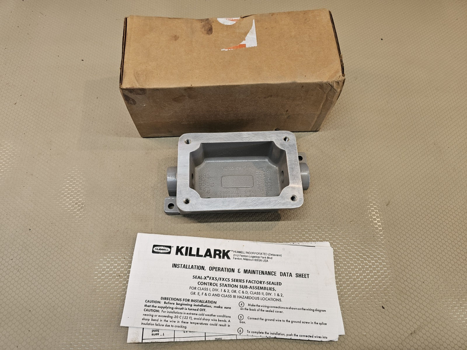Killark FXB-4, 3/4" Hub, 1-Gang, Aluminum, Control Station Splice Box