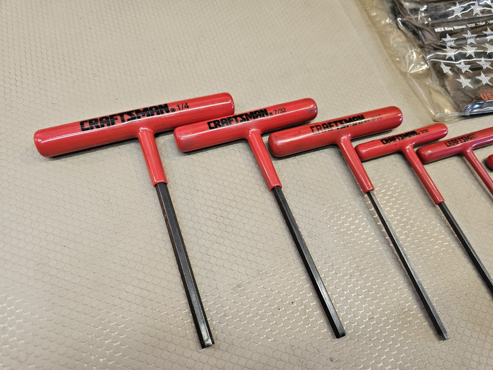 Vintage Sears Craftsman USA NOS 7pc Cushion Grip T-handle Hex Key Set Sae 946297