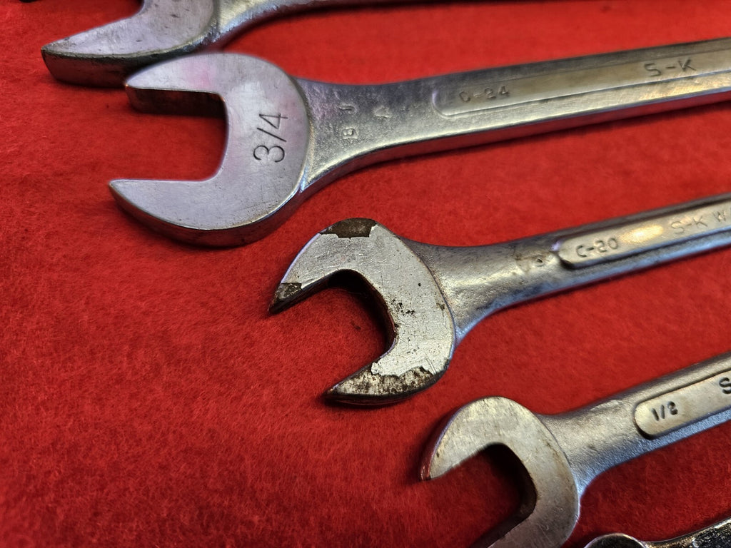 SK Wayne Tools Wrench Set Forged in USA Open End SAE Large Sizes 7/8 13/16 3/4 7