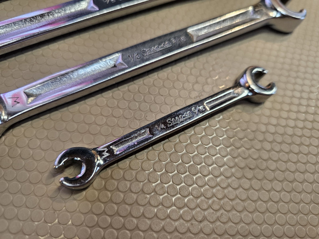 Snap On 4 Pc Double End Flare Nut Wrench Set 1/4 13/16 6Pt Line Wrench Set SAE