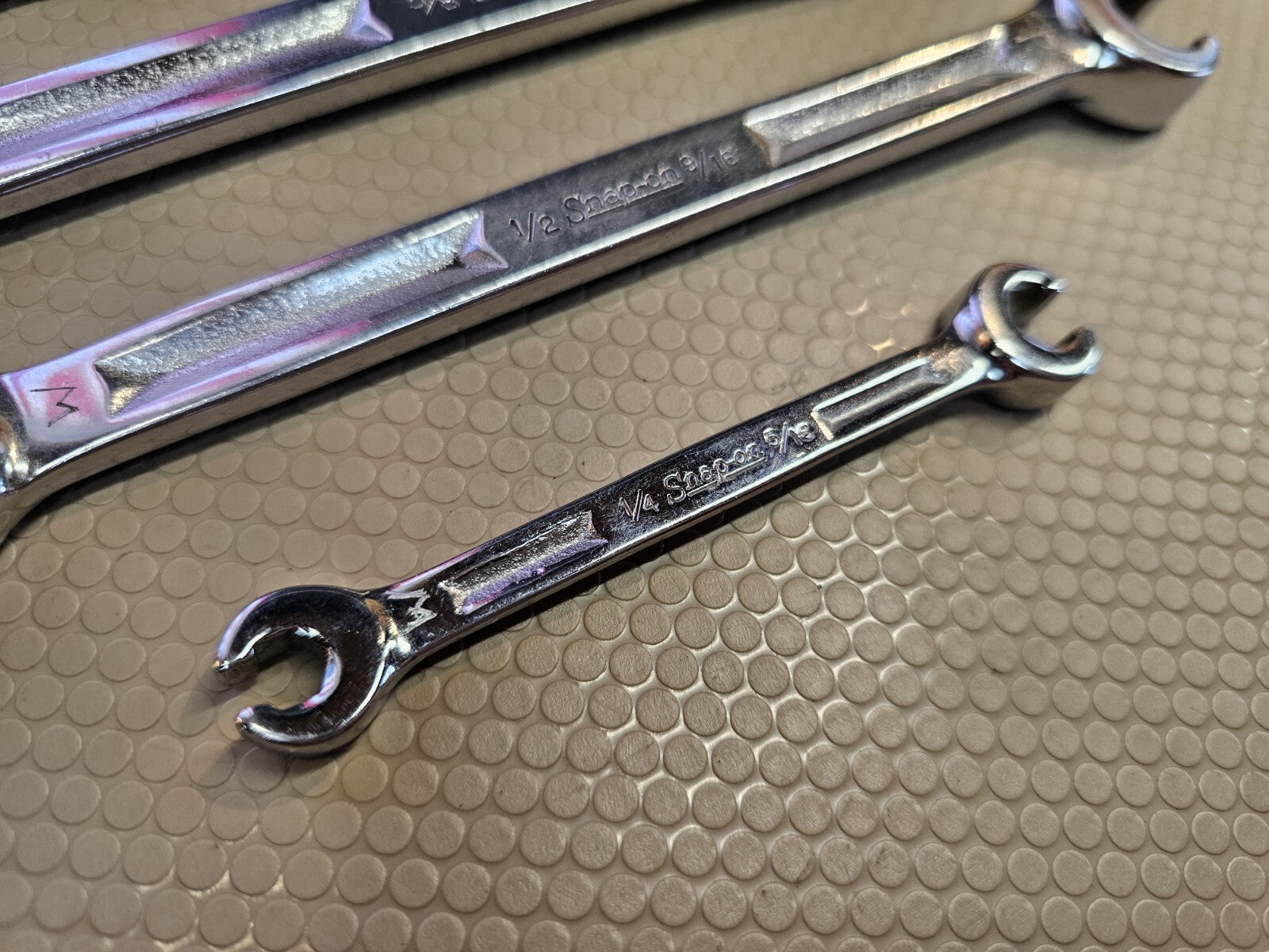 Snap On 4 Pc Double End Flare Nut Wrench Set 1/4 13/16 6Pt Line Wrench Set SAE