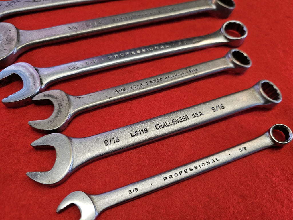 PROTO PROFESSIONAL S 9 PIECE SAE COMBINATION WRENCH SET USA 3/8" to 1"