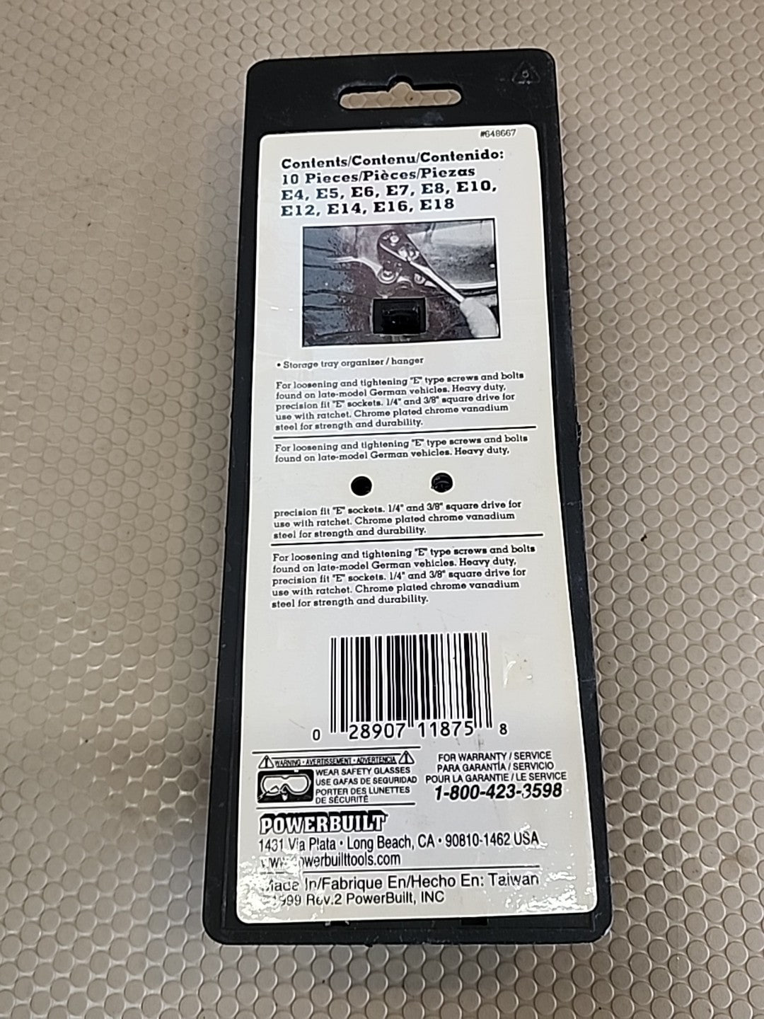 PowerBuilt - 10 pc [1/4" & 3/8 Drive] E Type Socket Set Part # 648667 NEW