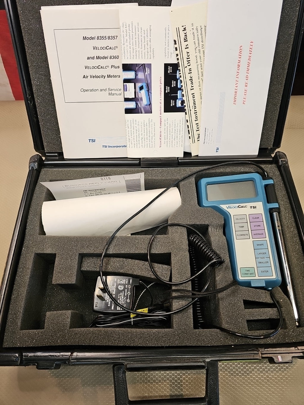 VelociCalc TSI 8355 Air Velocity Meter Full Set Original Case *Very Light Use*