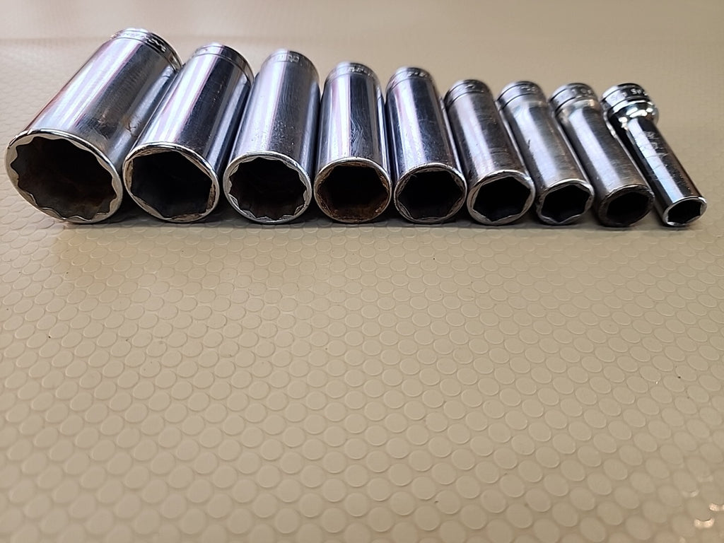 Snap-on 9Piece 3/8" Drive SAE Deep Socket Set 6 Point 
