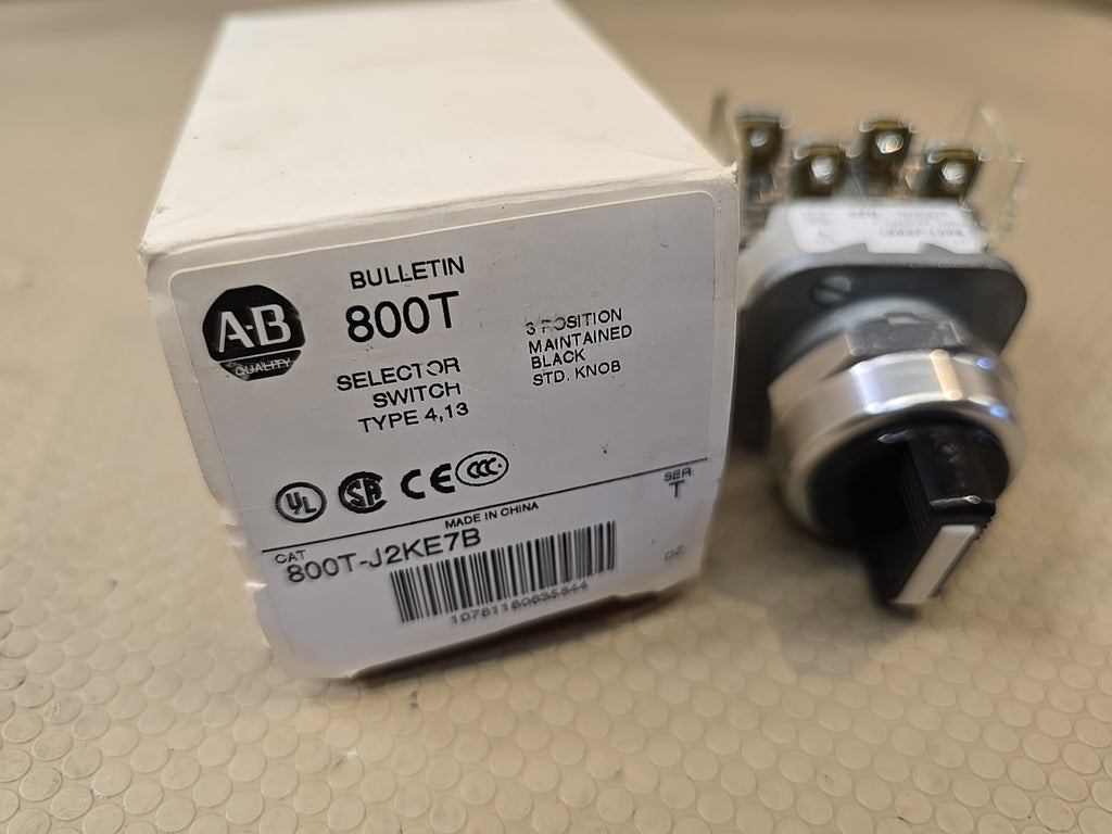 ALLEN BRADLEY 800T-J2KE7B SELECTOR SWITCH 3 POSITION MAIN 2NO/2NC SERIES T NIB