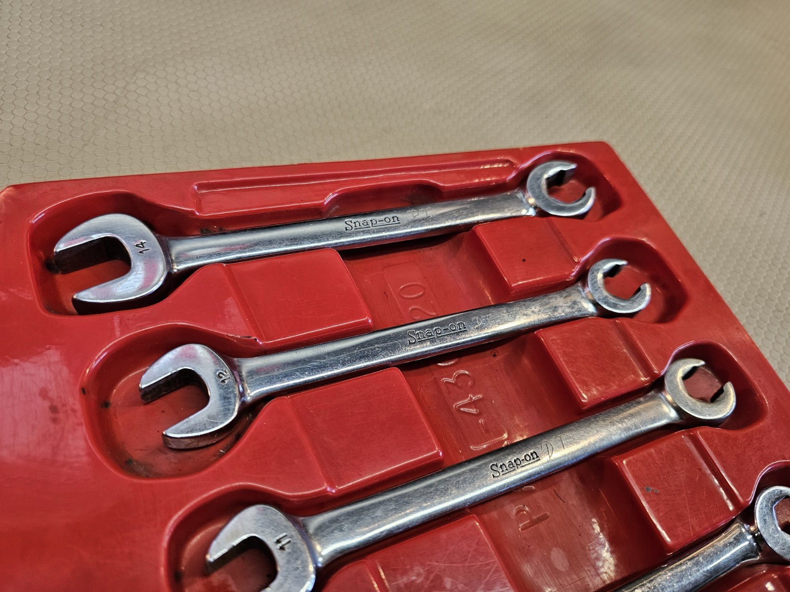 Vintage Snap On Tools RXS 5 Piece Open End & Flare Nut Wrench Set In Tray *NICE!