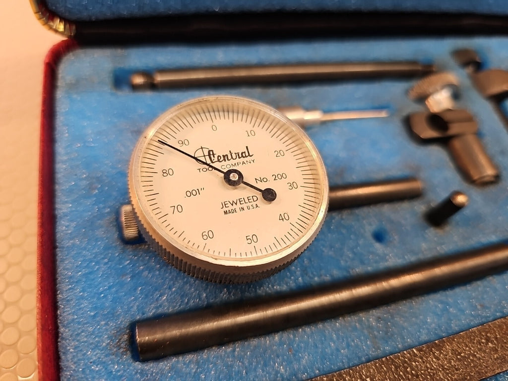 CENTRAL TOOLS No. 200 -  DIAL INDICATOR MEASURING SET W/CASE *MINT*
