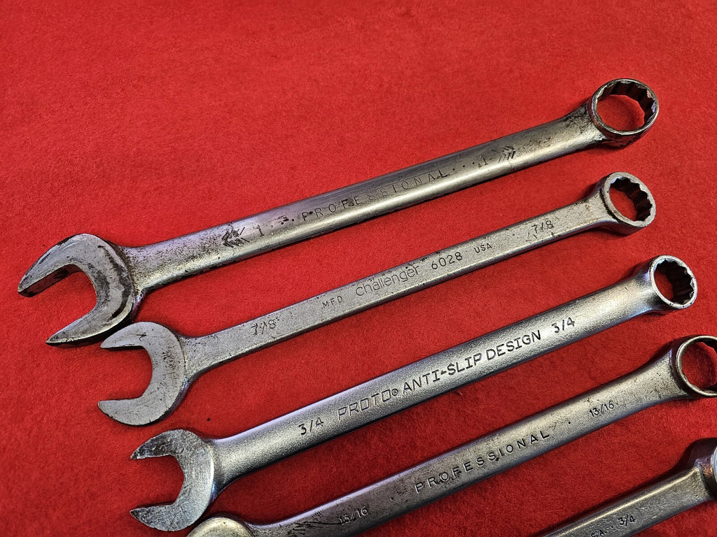 PROTO PROFESSIONAL S 9 PIECE SAE COMBINATION WRENCH SET USA 3/8" to 1"
