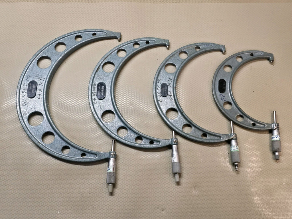 Mitutoyo 5-11" 4 Piece Outside Micrometer Set - Large Sizes 103-908-40 