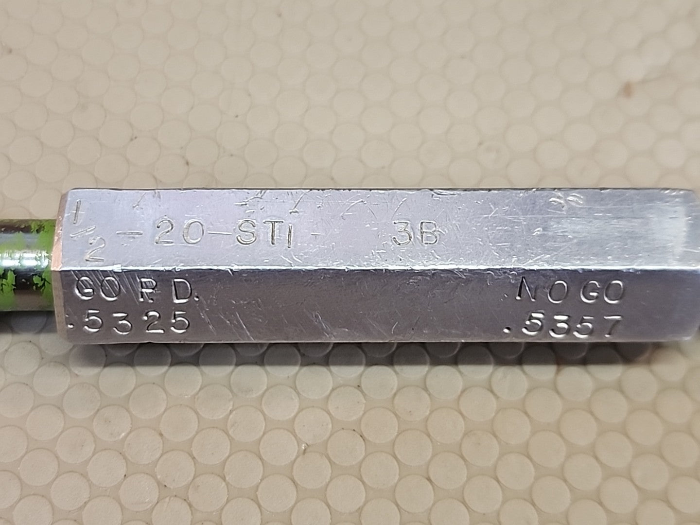 HELI-COIL 1/2-20-STI 3B PLUG GAGE .5325 GO/.5357 NO GO THREAD DEPTH 1.170