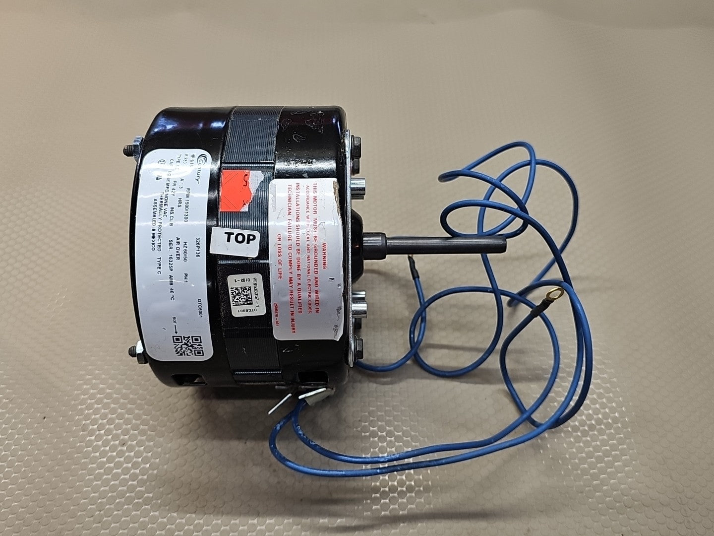 NEW CENTURY OTC6001 Motor,1/15 HP,1500/1300 rpm,42Y,230V 3RCV3