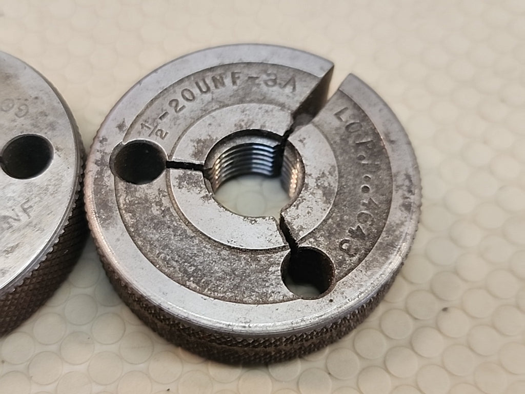 1/2 20 UNF 3A THREAD RING GAGES .5 .50 .500 GO NO GO P.D.'S = .4675 & .4643 USA